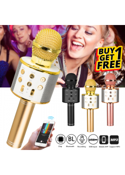 Buy 1 Get 1 Free Wster Wireless Bluetooth Mini KTV Karaoke Microphone + Speaker for PC and Phone, WS-878, MC2